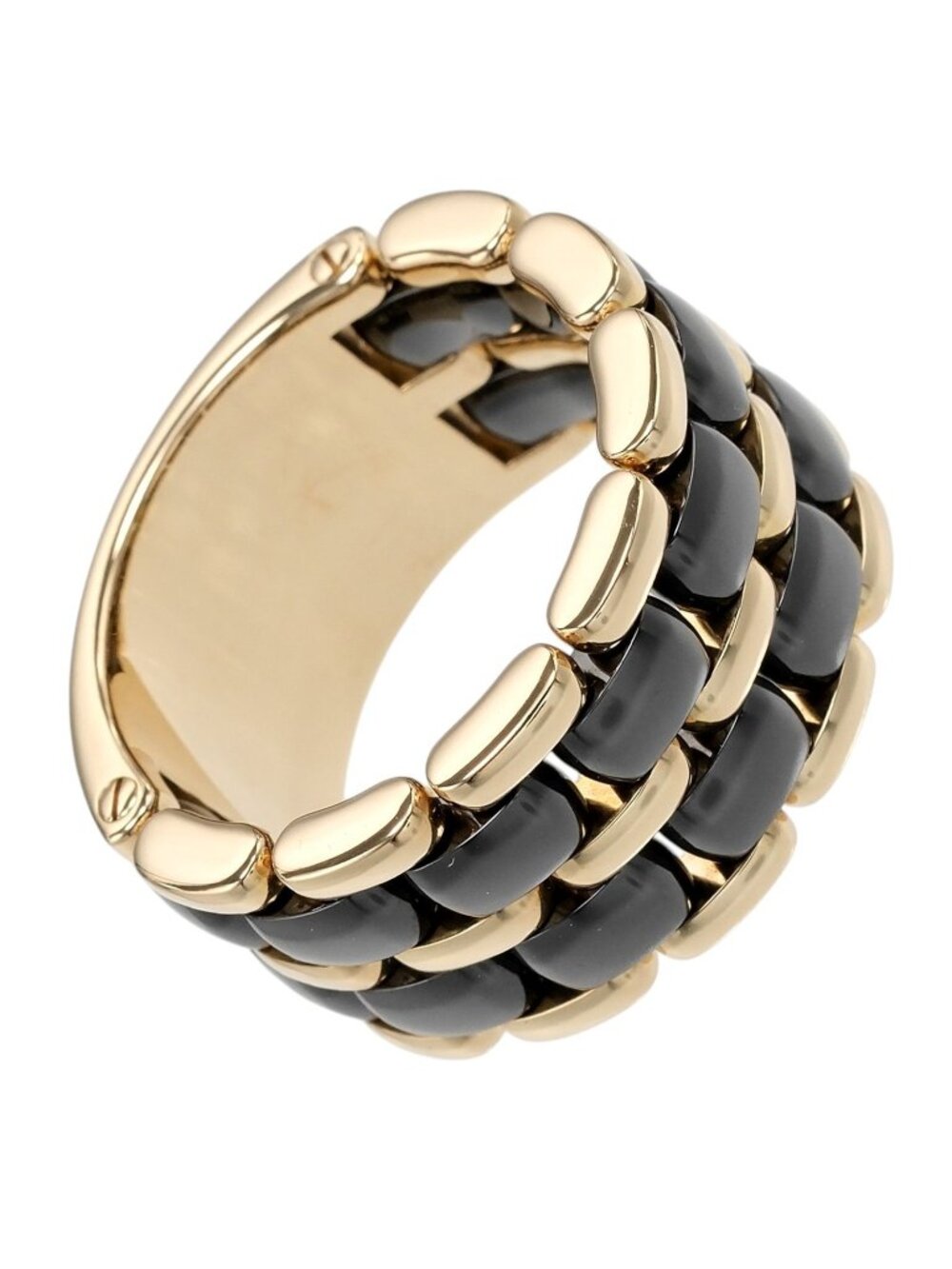Chanel Ultra Large 18k Yellow Gold Ceramic Ring